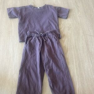 Zara Purple Kids' T-Shirt and Pants Set. Unisex